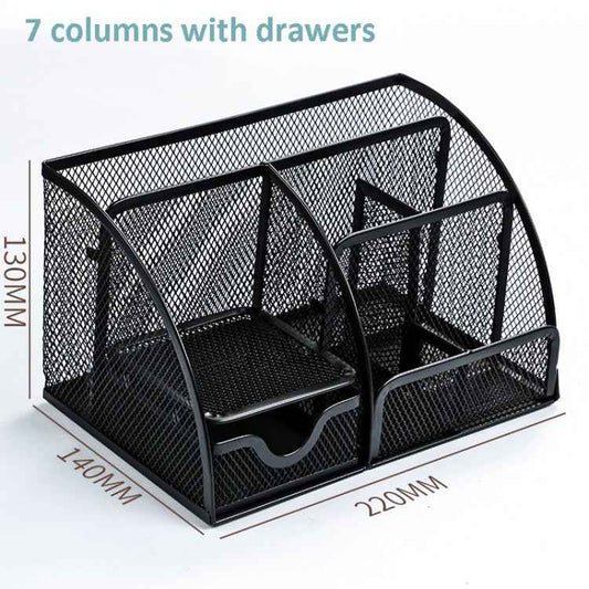 Deli 9200 Full Metal Hollow Pen Holder Office Supplies Storage Box