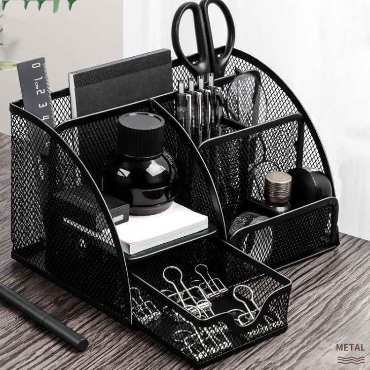 Deli 9200 Full Metal Hollow Pen Holder Office Supplies Storage Box