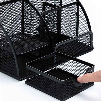 Deli 9200 Full Metal Hollow Pen Holder Office Supplies Storage Box