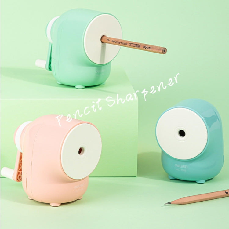 Deli 71169 Student Automatic Pen Pencil Sharpener Manual Pencil Sharpener, Fresh Green, Cute Pink, Sky Blue