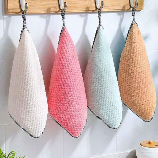 4pcs Hand Towel Hangable Dishcloth Kitchen Rag Non-Stick Oil Absorbent Towel - Shello's Creative Boutique