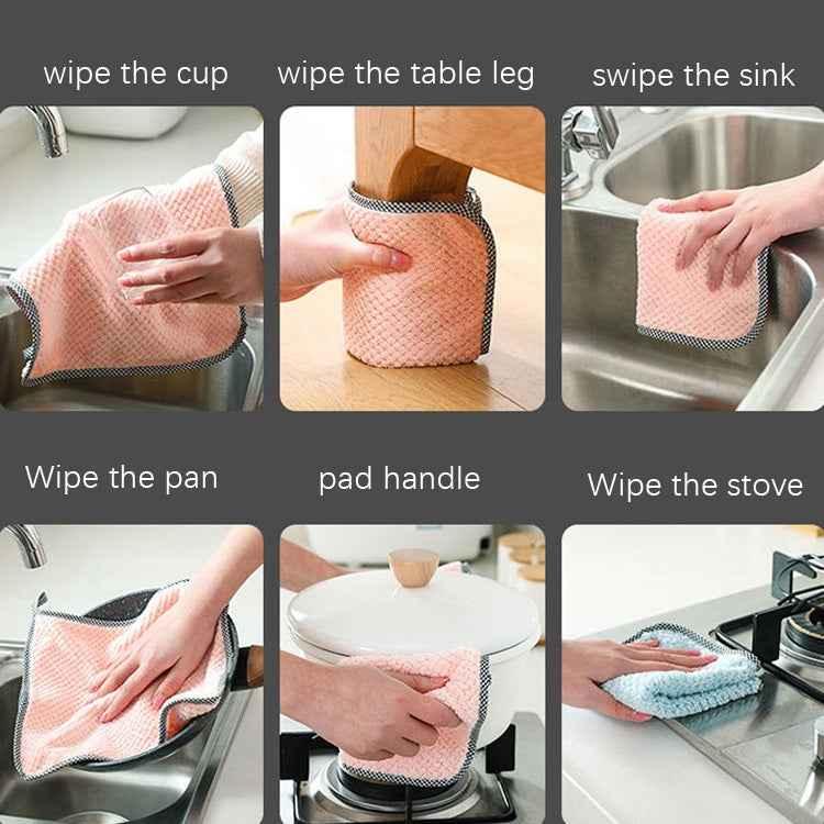 4pcs Hand Towel Hangable Dishcloth Kitchen Rag Non-Stick Oil Absorbent Towel - Shello's Creative Boutique