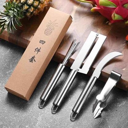 4 In 1 Stainless Steel Pineapple Knife Fruit Knife Sugar Cane Peeler - Shello's Creative Boutique