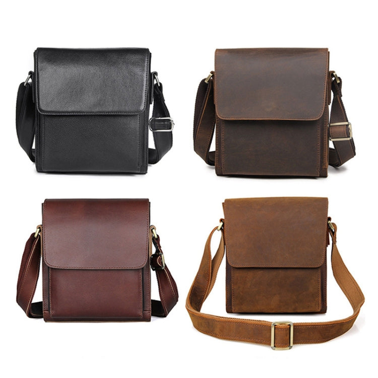 Vintage Crazy Horse Leather Men Shoulder Bag Messenger Bag, Dark Brown, Black, Brown