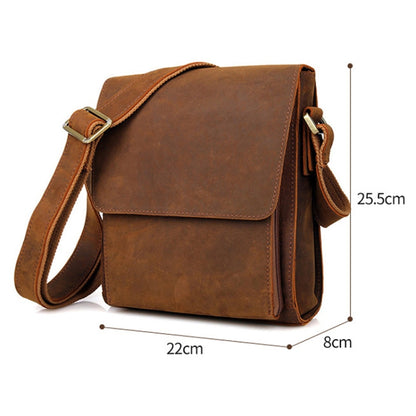 Vintage Crazy Horse Leather Men Shoulder Bag Messenger Bag, Black, Brown, Dark Brown - Shello's Creative Boutique
