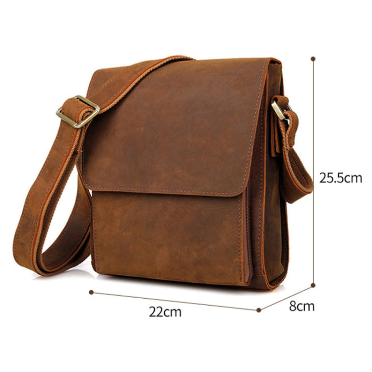 Vintage Crazy Horse Leather Men Shoulder Bag Messenger Bag, Dark Brown, Black, Brown