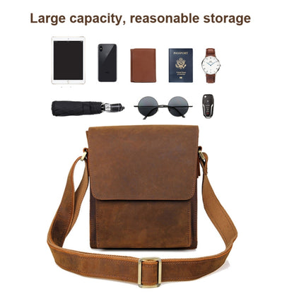 Vintage Crazy Horse Leather Men Shoulder Bag Messenger Bag, Black, Brown, Dark Brown - Shello's Creative Boutique