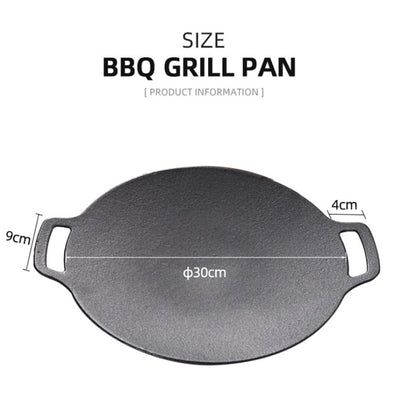 Outdoor Camping BBQ Cast Iron Grill Pan,Style:, Baking Pan Only, Baking Pan+Hemp Rope, Baking Pan+Hemp Rope+Storage Bag, Baking Pan+Net+Hemp Rope, Baking Pan+Net+Hemp Rope+Storage Bag - Shello's Creative Boutique