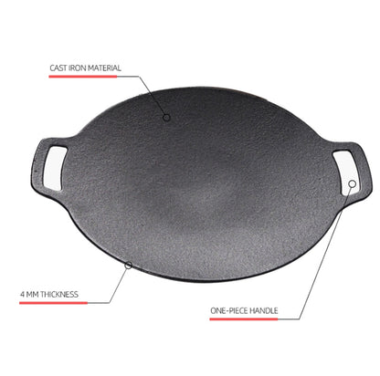 Outdoor Camping BBQ Cast Iron Grill Pan,Style:, Baking Pan Only, Baking Pan+Hemp Rope, Baking Pan+Hemp Rope+Storage Bag, Baking Pan+Net+Hemp Rope, Baking Pan+Net+Hemp Rope+Storage Bag - Shello's Creative Boutique