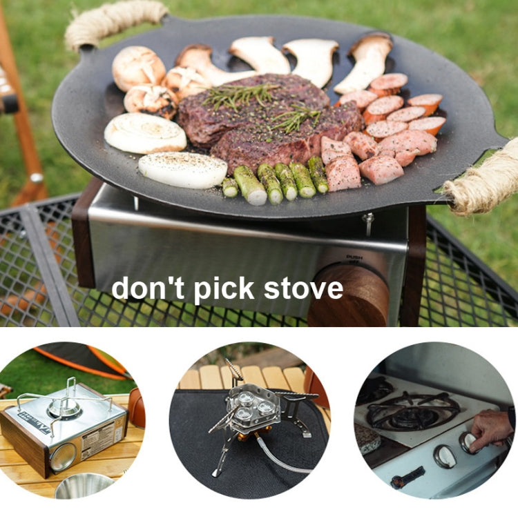Outdoor Camping BBQ Cast Iron Grill Pan,Style:, Baking Pan Only, Baking Pan+Hemp Rope, Baking Pan+Hemp Rope+Storage Bag, Baking Pan+Net+Hemp Rope, Baking Pan+Net+Hemp Rope+Storage Bag - Shello's Creative Boutique