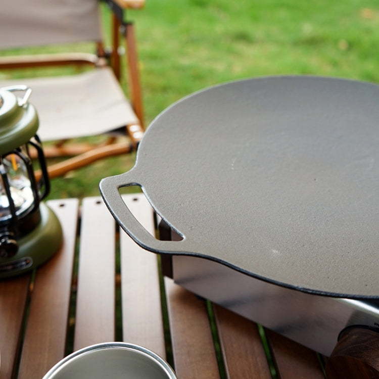 Outdoor Camping BBQ Cast Iron Grill Pan,Style:, Baking Pan Only, Baking Pan+Hemp Rope, Baking Pan+Hemp Rope+Storage Bag, Baking Pan+Net+Hemp Rope, Baking Pan+Net+Hemp Rope+Storage Bag - Shello's Creative Boutique