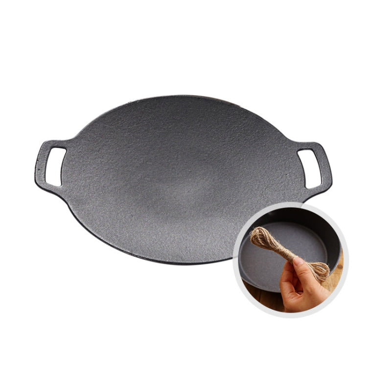 Outdoor Camping BBQ Cast Iron Grill Pan,Style:, Baking Pan Only, Baking Pan+Hemp Rope, Baking Pan+Hemp Rope+Storage Bag, Baking Pan+Net+Hemp Rope, Baking Pan+Net+Hemp Rope+Storage Bag - Shello's Creative Boutique