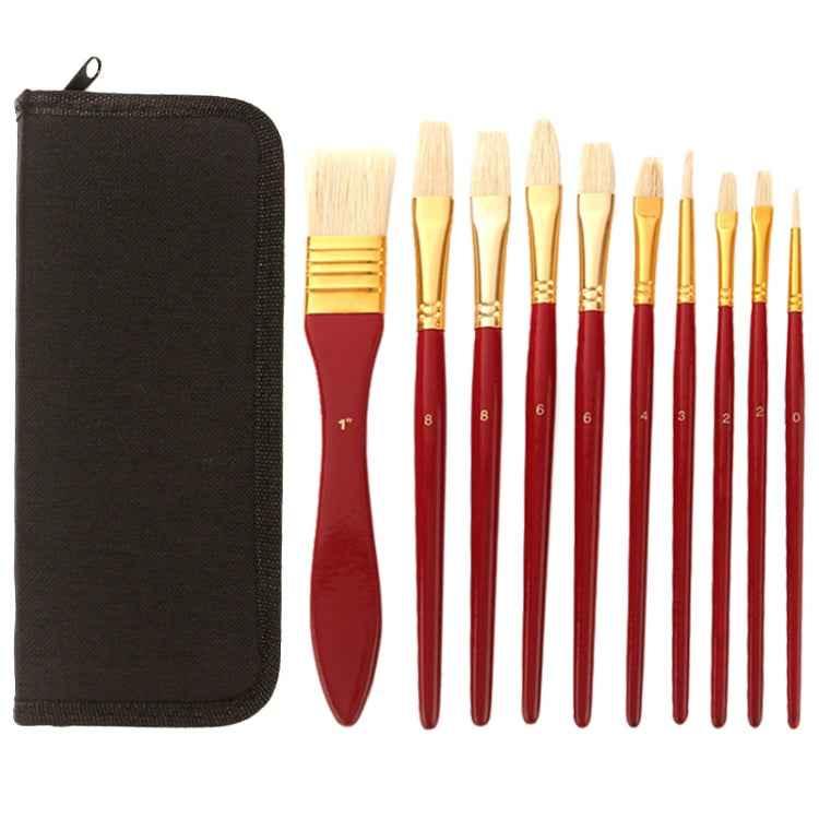 Zhu Ting 10-Piece Bristle Brush Set - Oil Painting & Gouache Brushes - Shello's Creative Boutique
