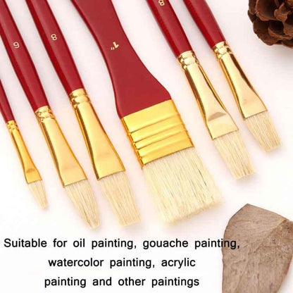 Zhu Ting 10-Piece Bristle Brush Set - Oil Painting & Gouache Brushes - Shello's Creative Boutique