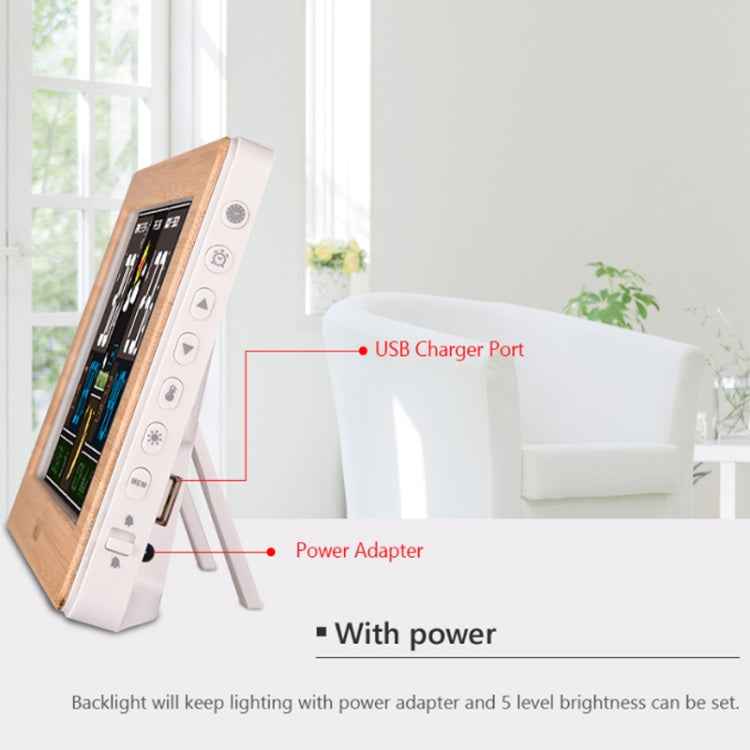 FUJU Wood Grain Weather Station Digital Clock Alarm Thermometer Hygrometer
