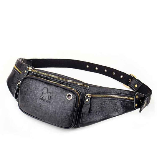 LAOSHIZI Vintage Leather Waist Bag Shoulder Crossbody Bag Shoulder Chest Bag For Men