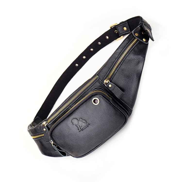 LAOSHIZI Vintage Leather Waist Bag Shoulder Crossbody Bag Shoulder Chest Bag For Men