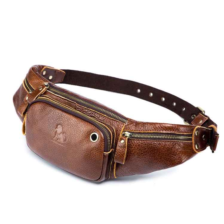 LAOSHIZI Vintage Leather Waist Bag Shoulder Crossbody Bag Shoulder Chest Bag For Men