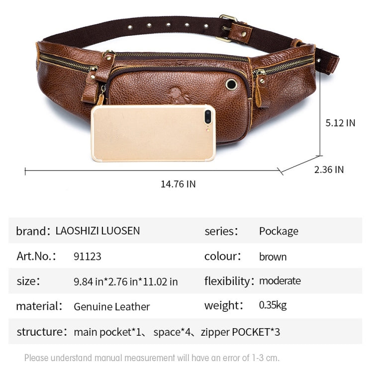 LAOSHIZI Vintage Leather Waist Bag Shoulder Crossbody Bag Shoulder Chest Bag For Men, Black, Brown - Shello's Creative Boutique