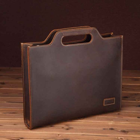 Leather Vintage Shoulder Bag Crossbody Portable Business Briefcase