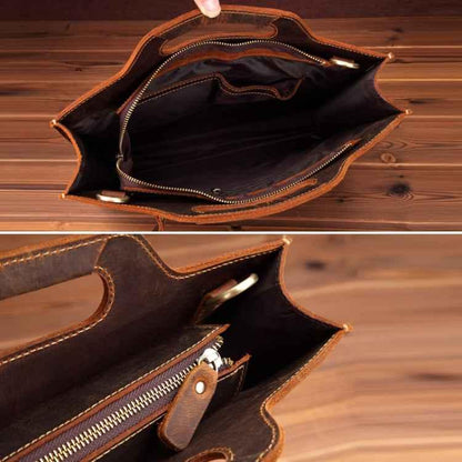 Leather Vintage Shoulder Bag Crossbody Portable Business Briefcase - Shello's Creative Boutique