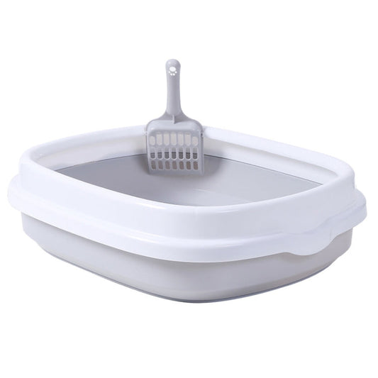 Semi-enclosed Cat Litter Box Cat Toilet With Cat Litter Shovel, S SUNSKY