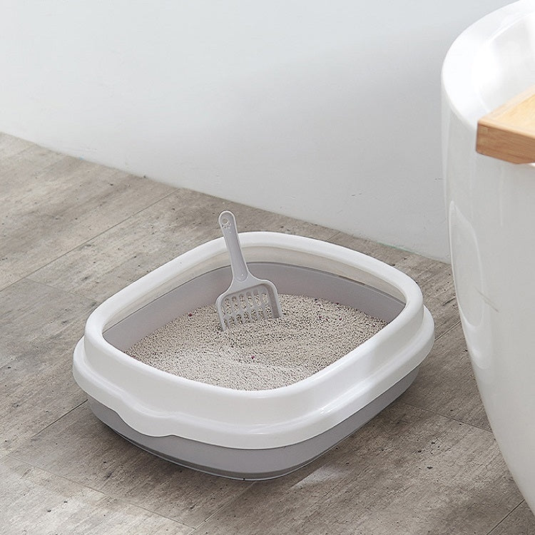 Semi-enclosed Cat Litter Box Cat Toilet With Cat Litter Shovel, S SUNSKY