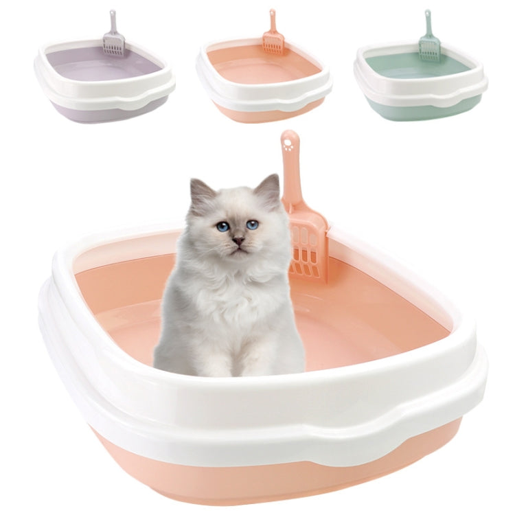 Semi-enclosed Cat Litter Box Cat Toilet With Cat Litter Shovel, S SUNSKY