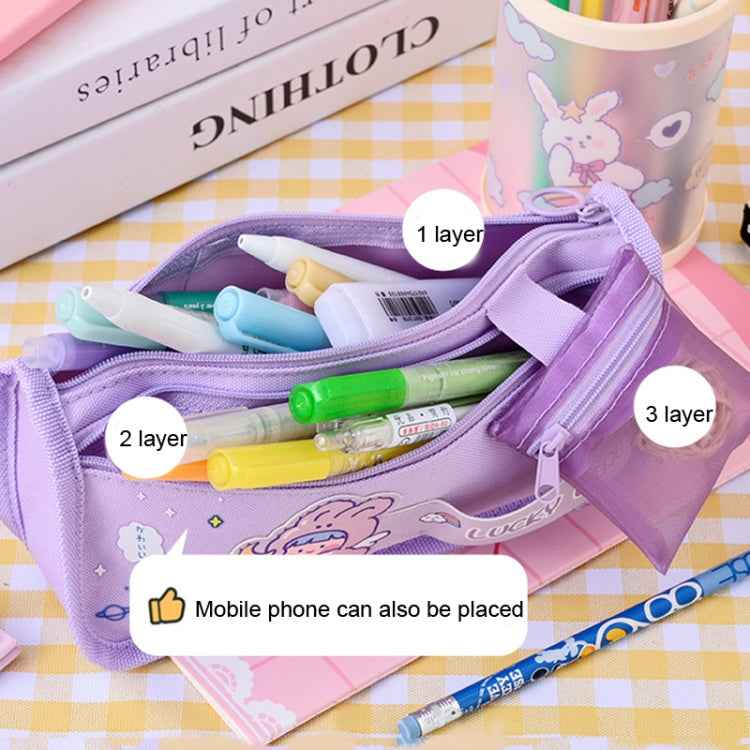 Cartoon Pencil Bag Large-capacity Primary School Stationery Bag With Handle