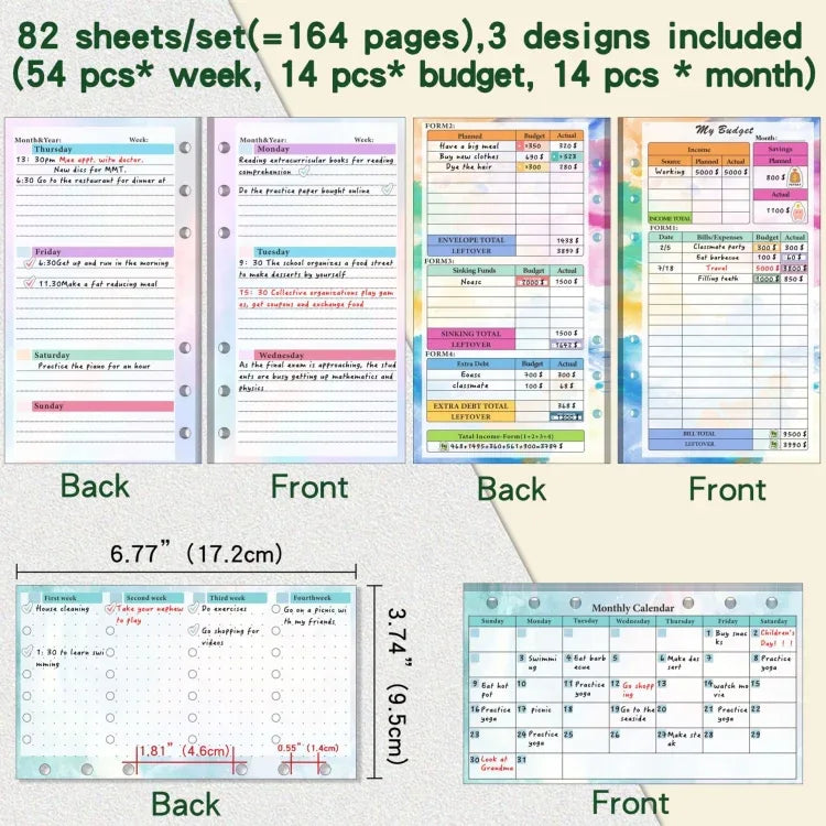 A6 Cash Budget Book Schedule Weekly Plan Monthly Plan Loose-leaf Notepad - Shello's Creative Boutique
