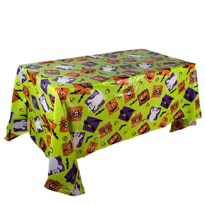 Christmas Halloween Party Event Decoration Tablecloth, Orange Pumpkin, Black Pumpkin, Black Ghost, Gray Bat, Green Pumpkin, Purple Spider, Red Snowman, Geometry, Blue Snowman, Green Biscuits - Shello's Creative Boutique