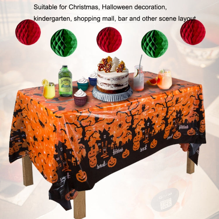 Christmas Halloween Party Event Decoration Tablecloth, Orange Pumpkin, Black Pumpkin, Black Ghost, Gray Bat, Green Pumpkin, Purple Spider, Red Snowman, Geometry, Blue Snowman, Green Biscuits - Shello's Creative Boutique