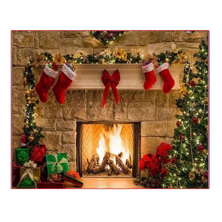 Christmas Layout Fireplace Photography Background Cloth - Shello's Creative Boutique