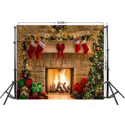 Christmas Layout Fireplace Photography Background Cloth - Shello's Creative Boutique