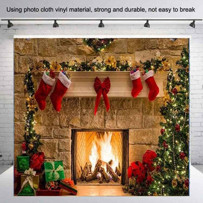 Christmas Layout Fireplace Photography Background Cloth - Shello's Creative Boutique