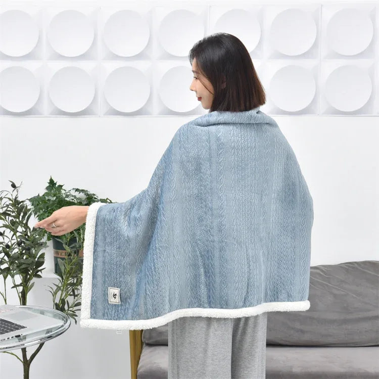 Flannel Thickened Embossed Shawl Blanket Office Air Conditioning Blanket - Shello's Creative Boutique