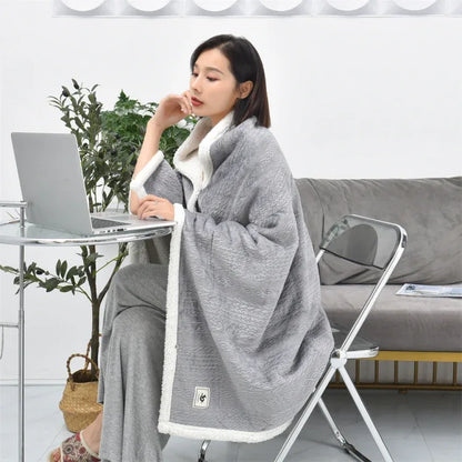 Flannel Thickened Embossed Shawl Blanket Office Air Conditioning Blanket - Shello's Creative Boutique