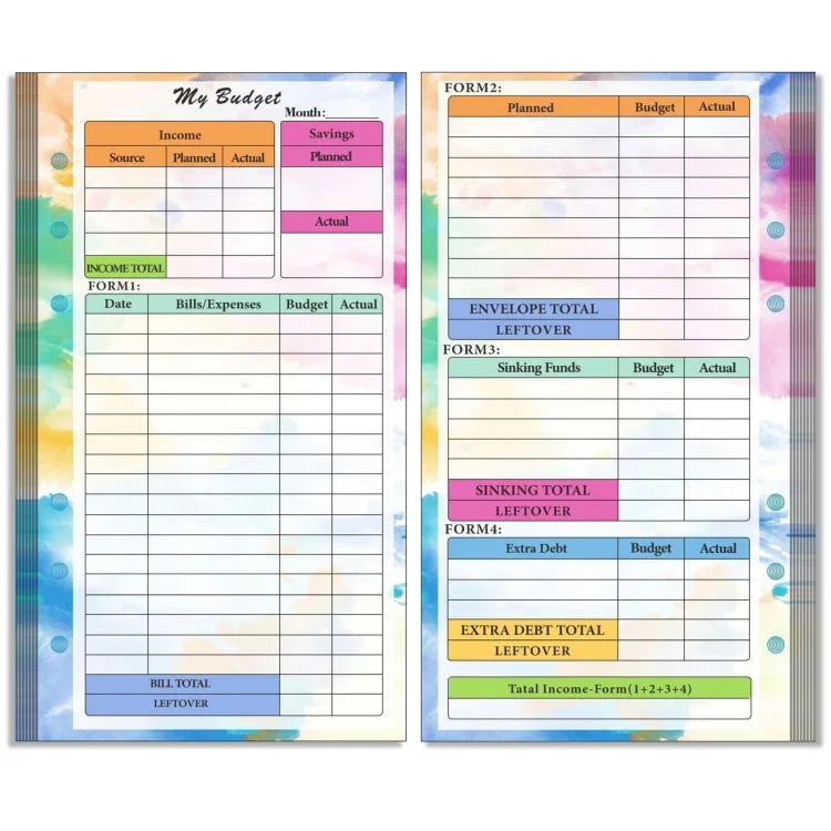 A6 6 Hole Budget Book Loose-leaf Replacement Core Handbook Insert,Spec: - Shello's Creative Boutique