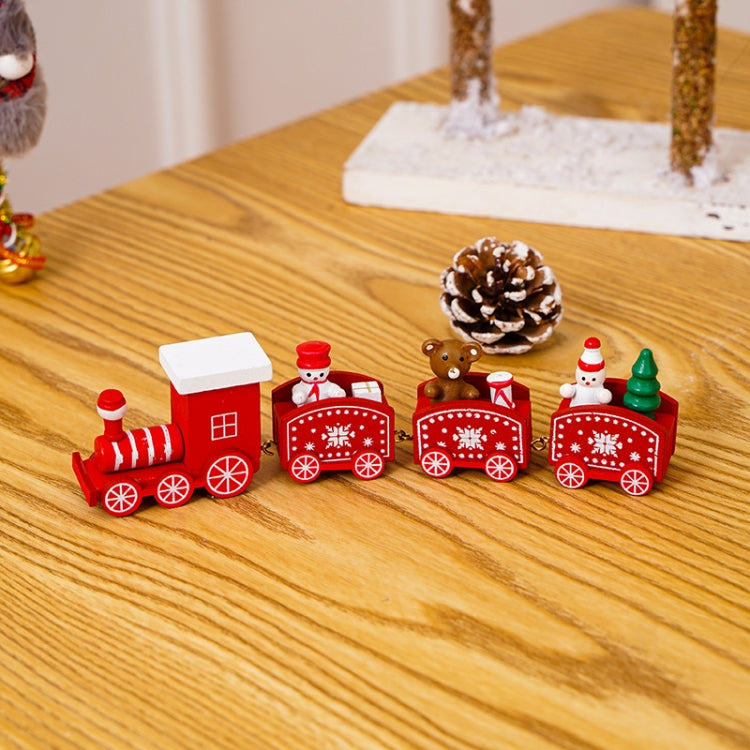 Christmas Decoration Wooden Train Kindergarten Christmas Festival Gift, White 4 Section, Red 4 Section, Green 4 Section - Shello's Creative Boutique