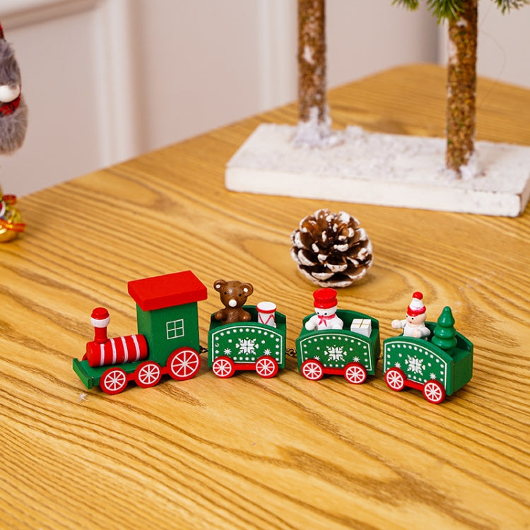 Christmas Decoration Wooden Train Kindergarten Christmas Festival Gift, White 4 Section, Red 4 Section, Green 4 Section - Shello's Creative Boutique