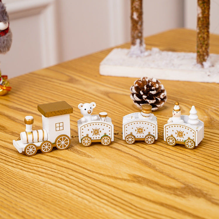 Christmas Decoration Wooden Train Kindergarten Christmas Festival Gift, White 4 Section, Red 4 Section, Green 4 Section - Shello's Creative Boutique