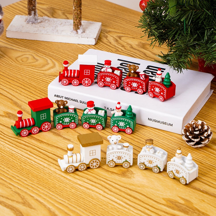 Christmas Decoration Wooden Train Kindergarten Christmas Festival Gift, White 4 Section, Red 4 Section, Green 4 Section - Shello's Creative Boutique