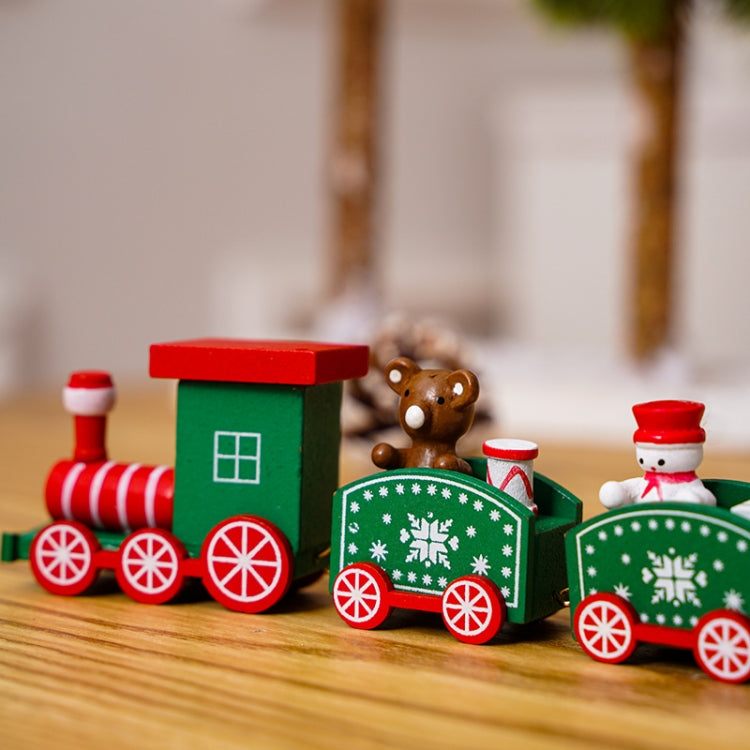 Christmas Decoration Wooden Train Kindergarten Christmas Festival Gift, White 4 Section, Red 4 Section, Green 4 Section - Shello's Creative Boutique