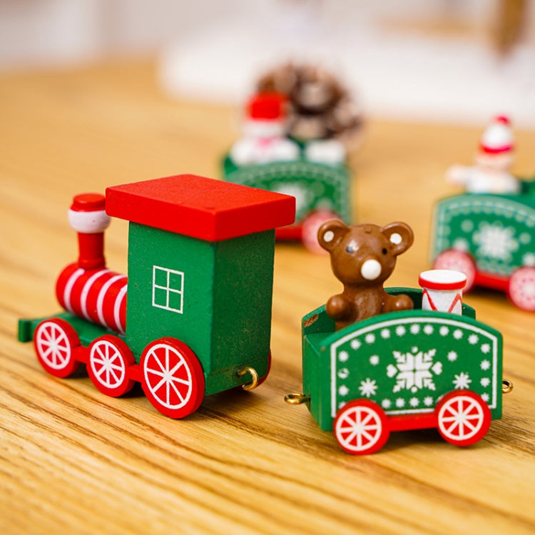 Christmas Decoration Wooden Train Kindergarten Christmas Festival Gift, White 4 Section, Red 4 Section, Green 4 Section - Shello's Creative Boutique