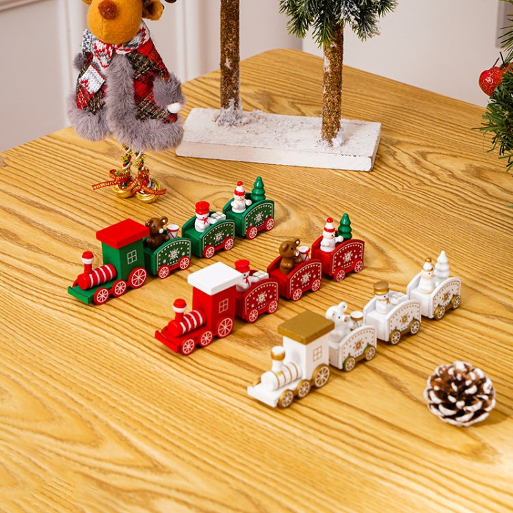 Christmas Decoration Wooden Train Kindergarten Christmas Festival Gift, White 4 Section, Red 4 Section, Green 4 Section - Shello's Creative Boutique