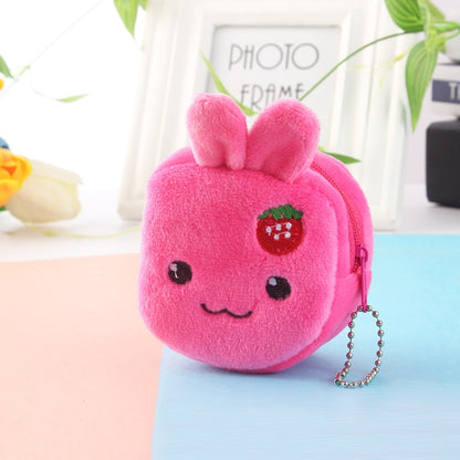 2pcs Children Cartoon Plush Three-dimensional Key Coin Purse, Shy Rabbit, Panda, Strawberry Rabbit, Shy Bear, Yellow Duckling, Chick, Black Rabbit, Red Strawberry, Red Cat Eagle, Blue Panda, Ladybug, Frog