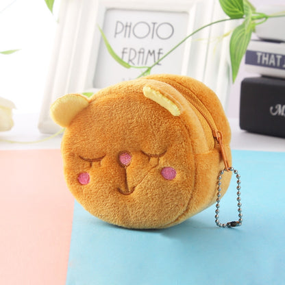 2pcs Children Cartoon Plush Three-dimensional Key Coin Purse, Shy Rabbit, Panda, Strawberry Rabbit, Shy Bear, Yellow Duckling, Chick, Black Rabbit, Red Strawberry, Red Cat Eagle, Blue Panda, Ladybug, Frog