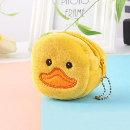 2pcs Children Cartoon Plush Three-dimensional Key Coin Purse, Shy Rabbit, Panda, Strawberry Rabbit, Shy Bear, Yellow Duckling, Chick, Black Rabbit, Red Strawberry, Red Cat Eagle, Blue Panda, Ladybug, Frog