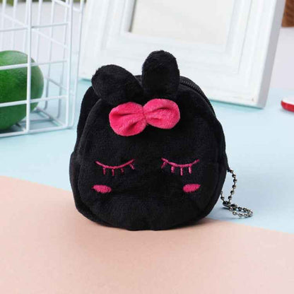 2pcs Children Cartoon Plush Three-dimensional Key Coin Purse