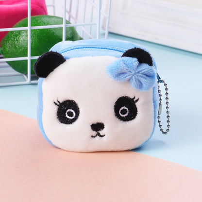 2pcs Children Cartoon Plush Three-dimensional Key Coin Purse, Shy Rabbit, Panda, Strawberry Rabbit, Shy Bear, Yellow Duckling, Chick, Black Rabbit, Red Strawberry, Red Cat Eagle, Blue Panda, Ladybug, Frog
